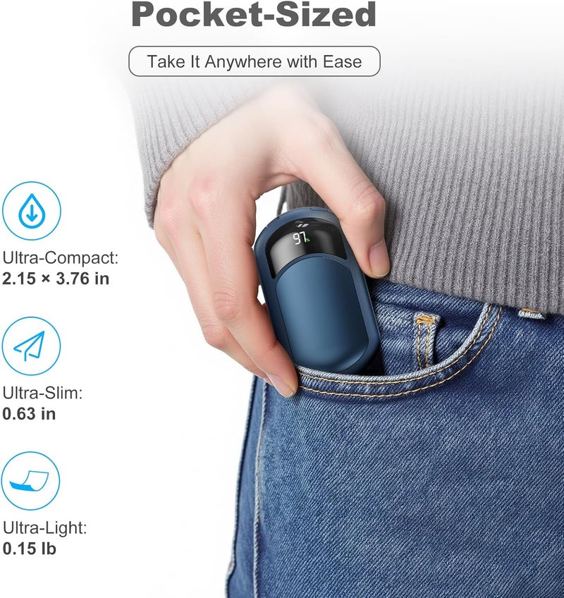 Fussion AI Hand Warmers Rechargeable 2 Pack, 6400mAh Portable Pocket Electric Hand Warmer, Fast Heating 3-Settings Reusable Handwarmers for Christmas, Gloves, Travel, Hunting Essentials Men Women - Image 5